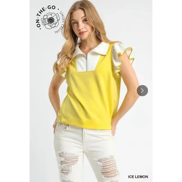 Umgee - Luxeknit Ruffle Sleeve Top - MEDIUM - Picture 2 of 5